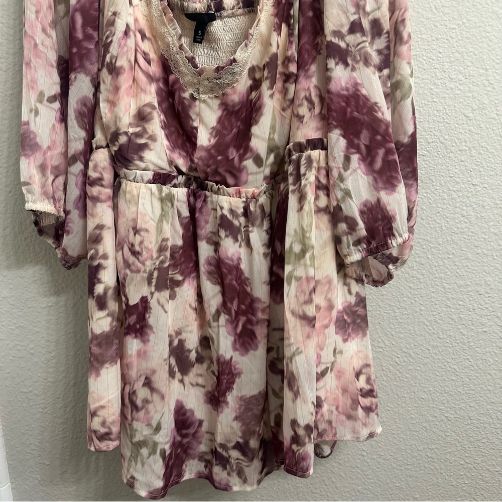 Floral Chiffon Blouse - Pink and Cream